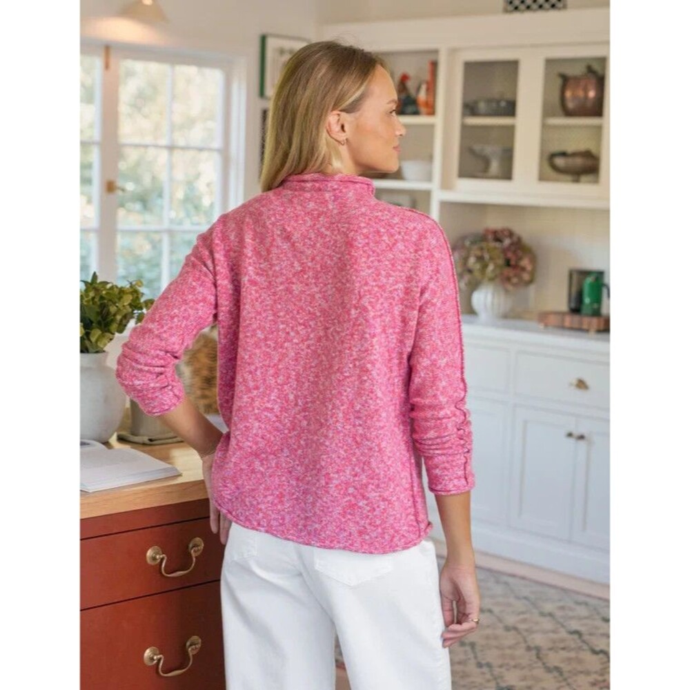 Frank & Eileen Monterey Rolled Funnel Neck Sweater Pink Pure Japan Cotton Small - Picture 2 of 5
